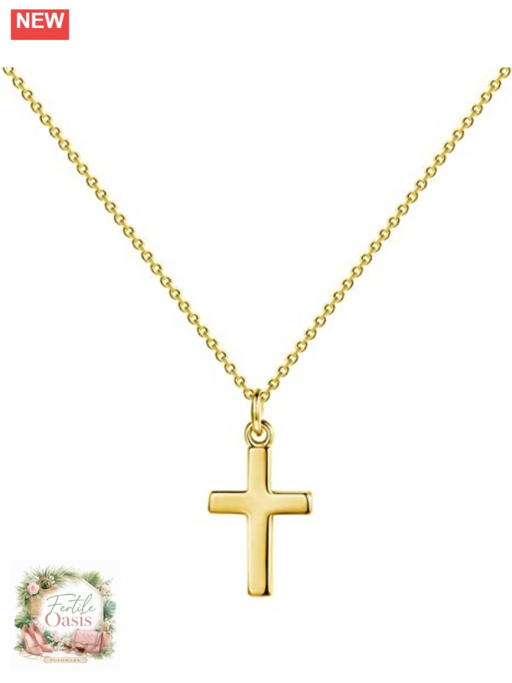 Sterling Silver Cross Necklace for Women Dainty Tiny Pendant 16in Chain